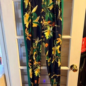 Kate & Mallory Floral Print Joggers - Green and Yellow